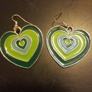 Multi coloured heart shaped enamel earrings